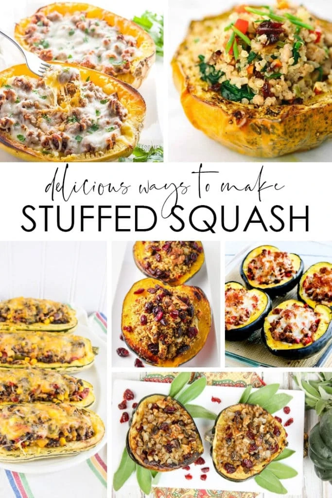 Delicious ways to make stuffed squash graphic.