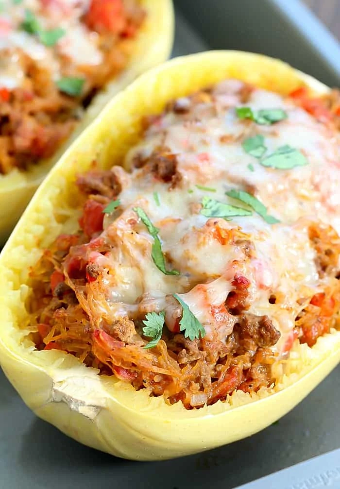 Taco Stuffed Spaghetti Squash.