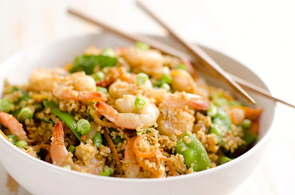 Light Shrimp Fried Quinoa