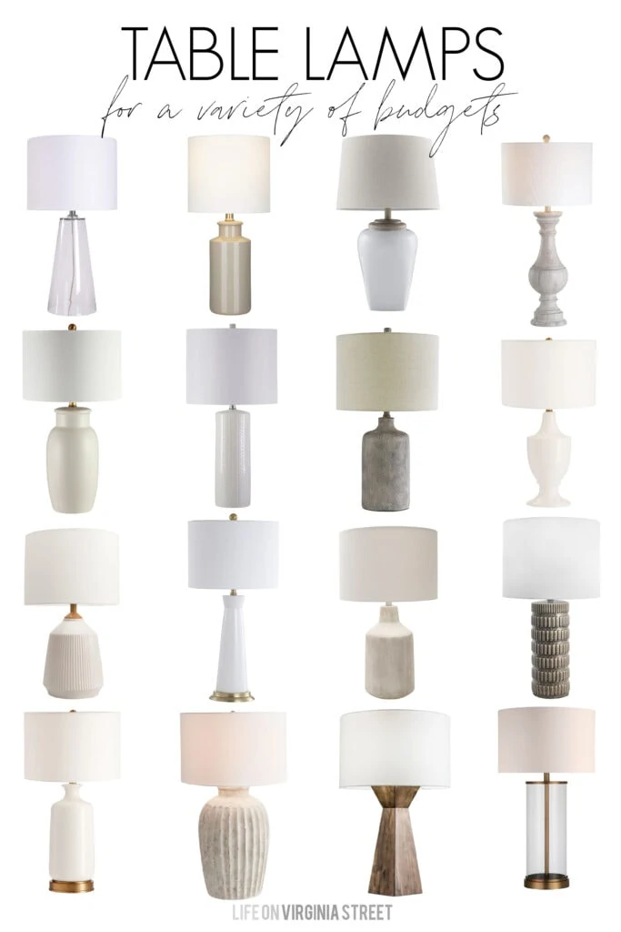 A collection of stylish table lamps for all budgets! These traditional and transitional lamps are perfect for so many decorating styles!