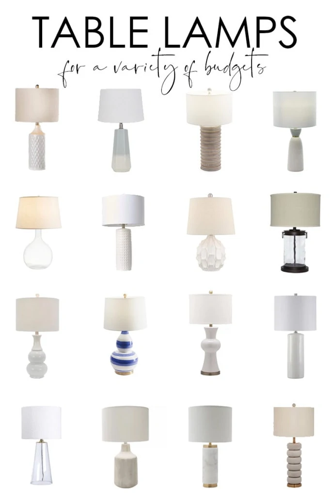 A beautifully curated collection of stylish table lamps for all budgets! Collection are broken down by price point so it's easy to find the perfect table or bedside lamp that is perfect for your home and budget!