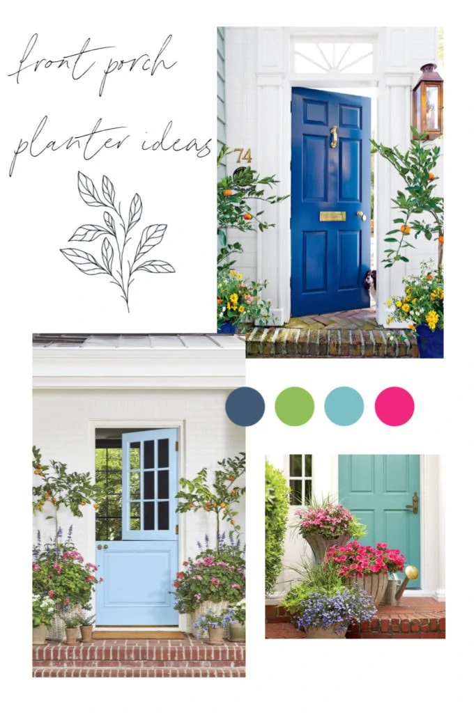 Tons of inspiration for front porch planter ideas! Includes flowers with a lot of color, citrus trees, perennials, and more!