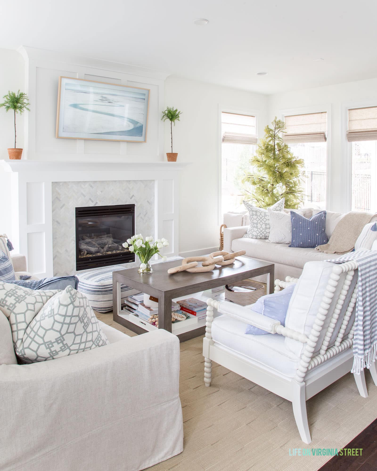 Blue and White Striped Spring Home Tour - Life On Virginia Street