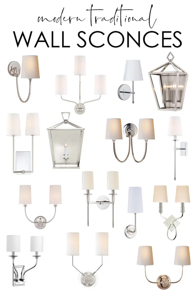 A beautifully curated collection of modern traditional wall sconce lighting that work perfectly in a staircase, in hallways, and more!