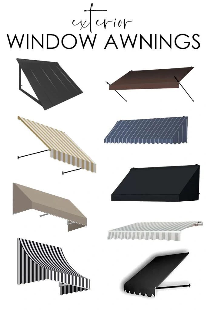 A collection of exterior window awnings that are both stylish and functional to help filter light and look great on the interior of your home!