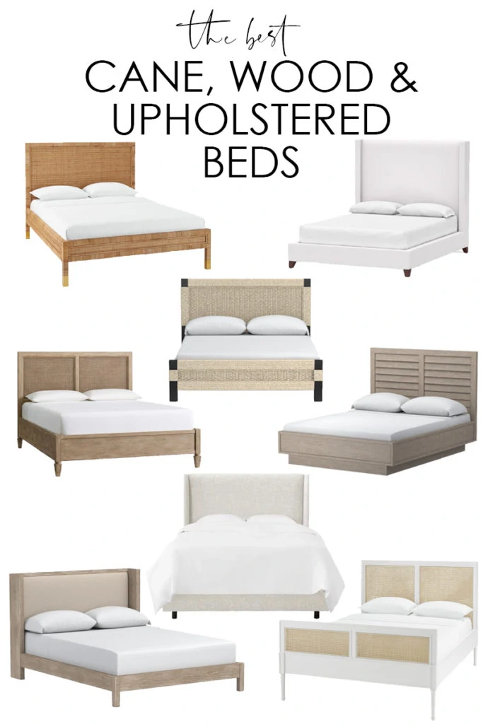 A collection of more than a dozen of the best cane, wood, jute and upholstered beds that are perfect for a master bedroom or guest room! Love these neutral and timeless options!