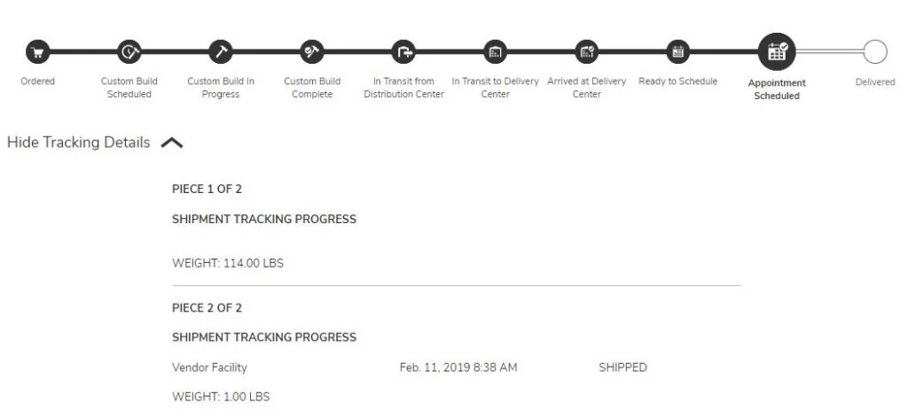 Shipment tracking poster.
