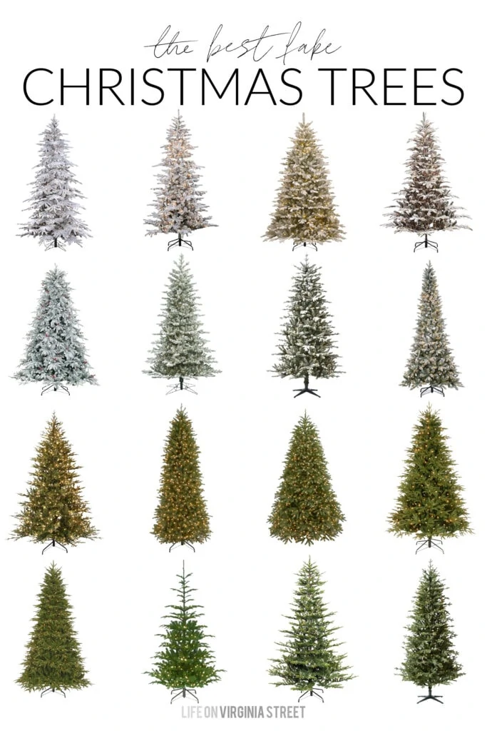 A collection of the best fake Christmas trees - including natural style options and flocked trees!