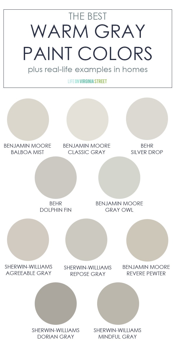 The Best Warm Gray Paint Colors Life On Virginia Street - Best Bedroom Paint Colors 2020 Benjamin Moore