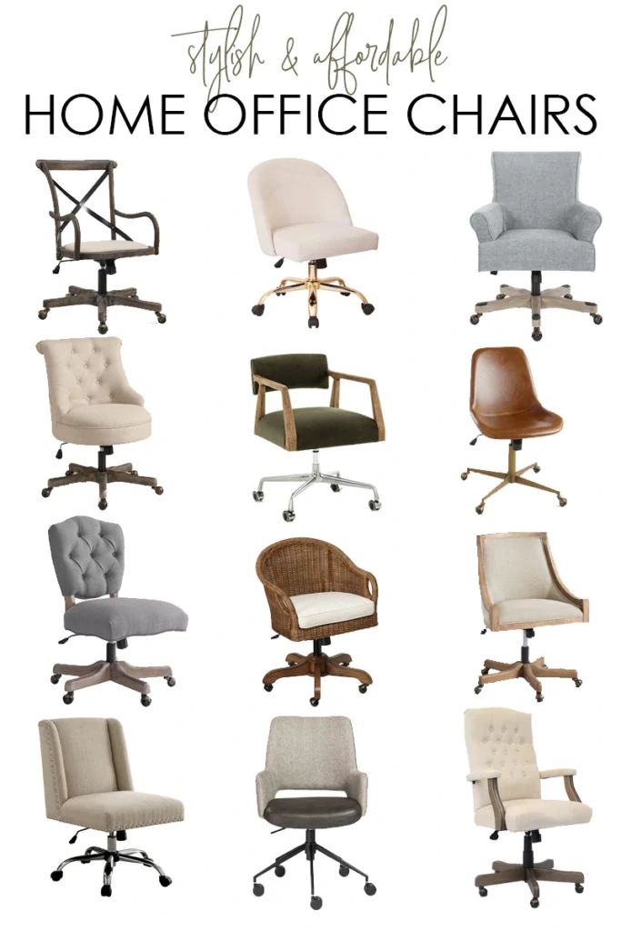 This huge collection of stylish and affordable home office chairs includes rolling chairs as well as stationary desk chairs.