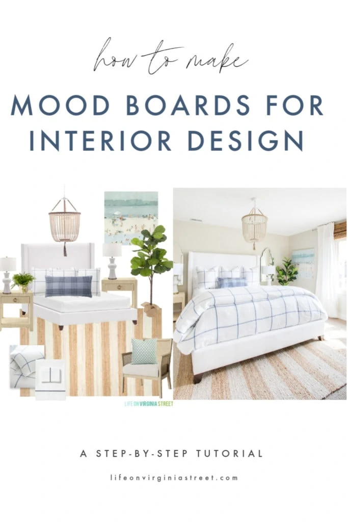 A step-by-step tutorial on how to make a mood board for interior design and fashion collages! This shows how a design board can transform into a real-life space!