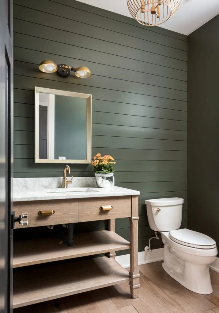 Sherwin Williams Shade-Grown Walls In a Powder Bath via M House Development