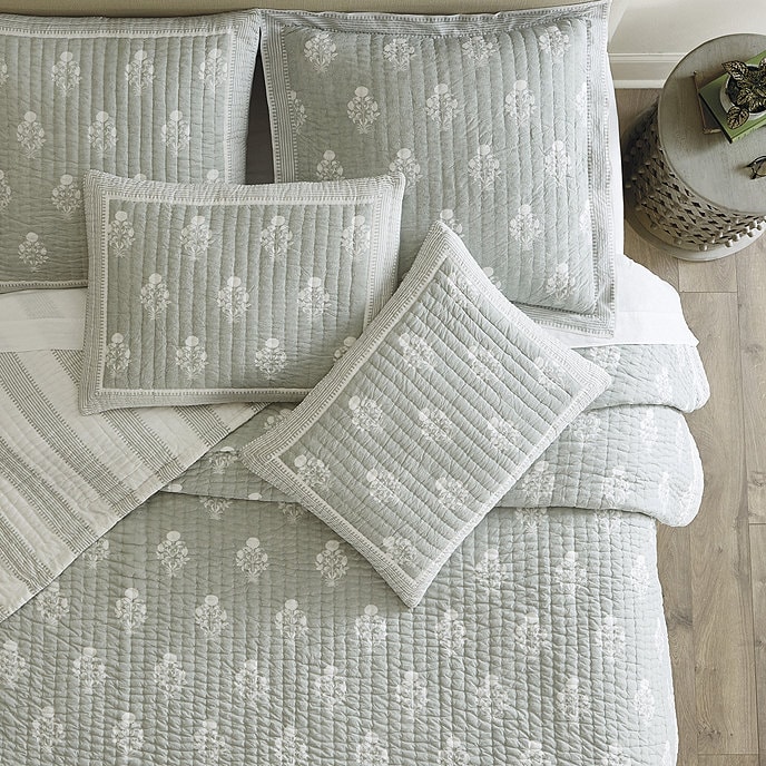 Block Print Bedding in 'Spa'