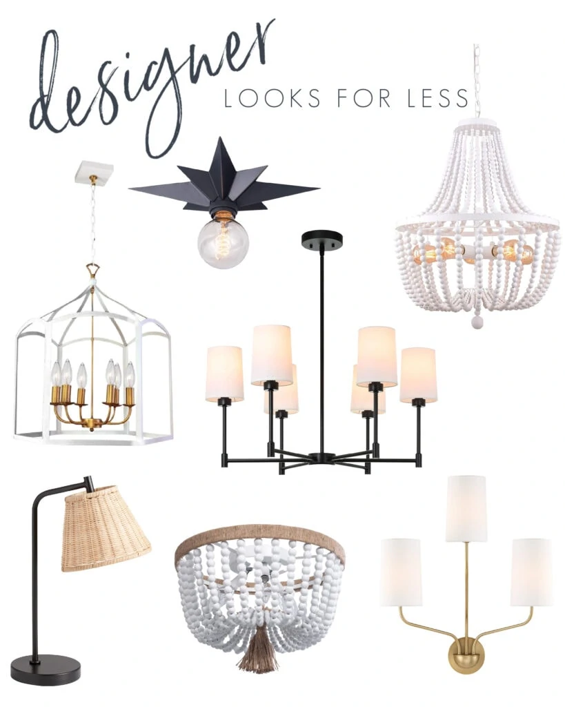 Home decor looks for less including chandeliers, flush mount light fixtures, table lamps, wall sconces and more!