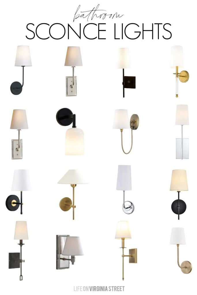 A collection of stylish and affordable bathroom sconces. Includes lights in a variety of finishes and design styles. Perfect for bathrooms, hallways, theater rooms, and more!