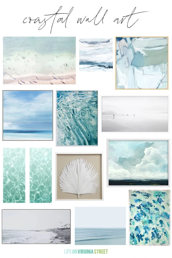 A curated selection of beautiful coastal wall art that is perfect for your beachy home decor! Love the serene vibe of this ocean and beach art!