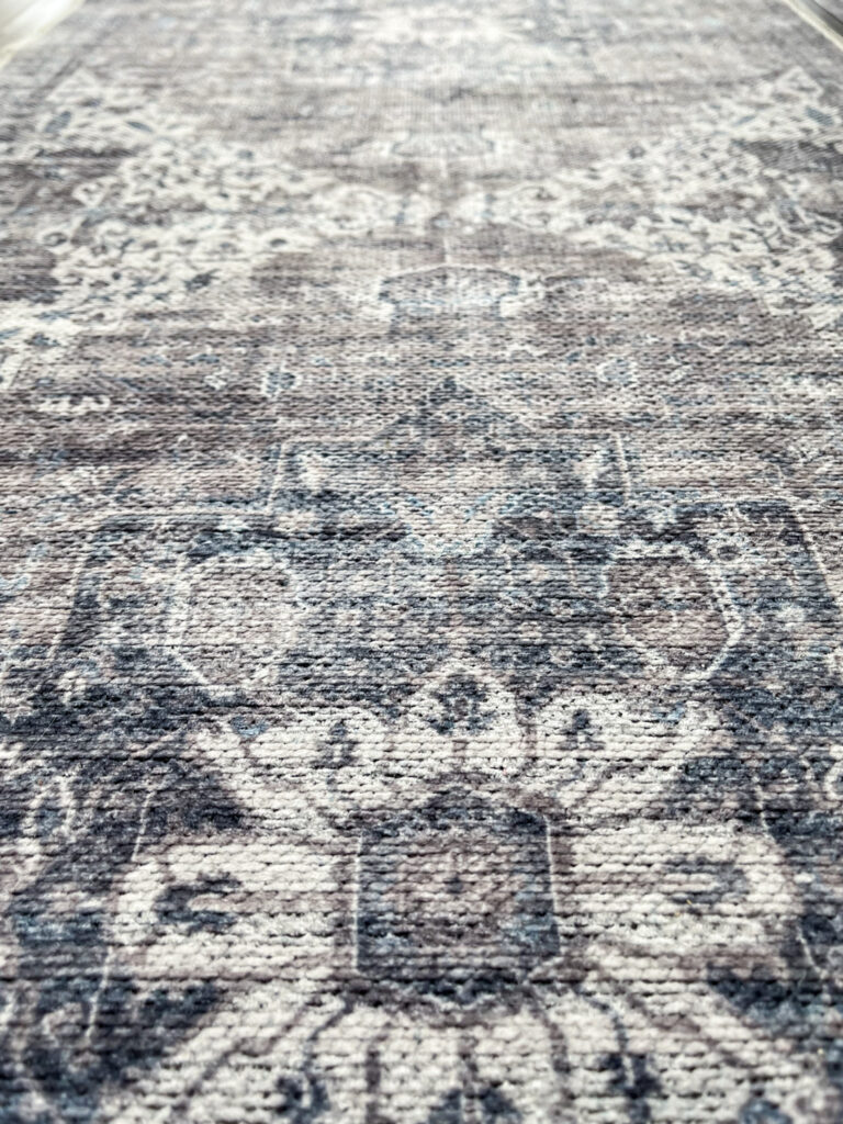 Close-up detail of a machine washable rug from Walmart.