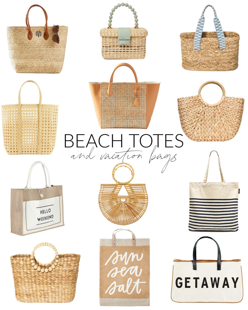 Cute beach totes and vacation bags, perfect for spring break or a day at a warm-weather resort!