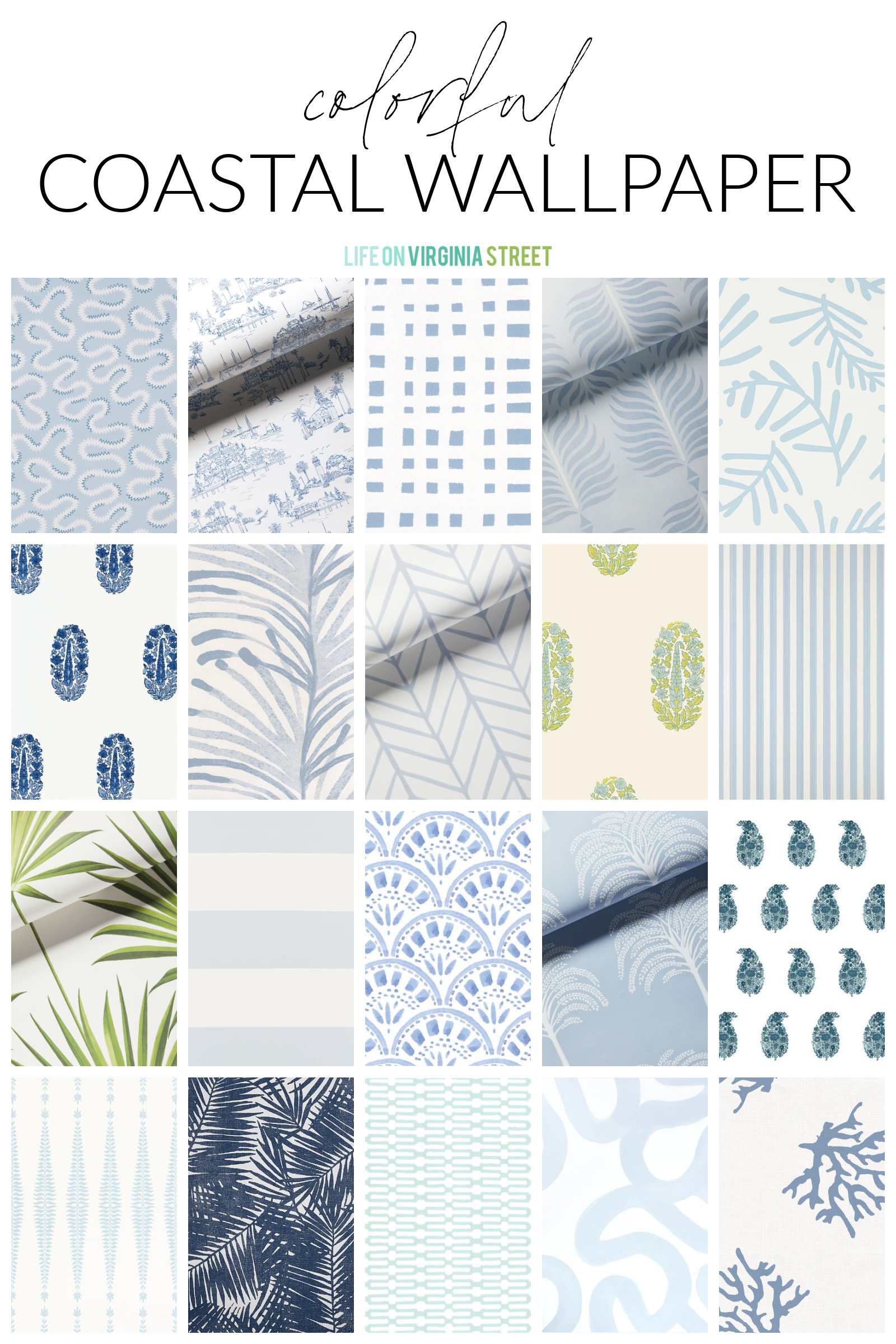 abstract watercolor fan  blue scallop  coastal blue brush strokes  Wallpaper Raspberry Creek Fabrics