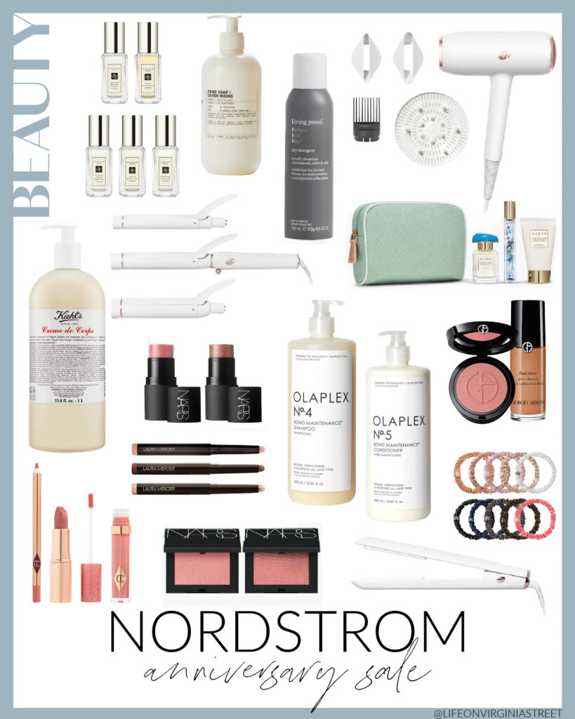 2024 Nordstrom Anniversary Sale picks for beauty products! Includes T3 styling tools, Jo Malone cologne, NARS makeup, Olaplex shampoo and conditioner, and more!