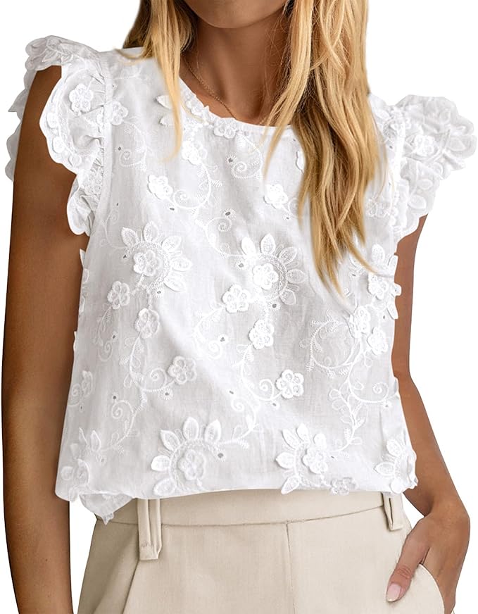 Embroidered Floral Eyelet Top