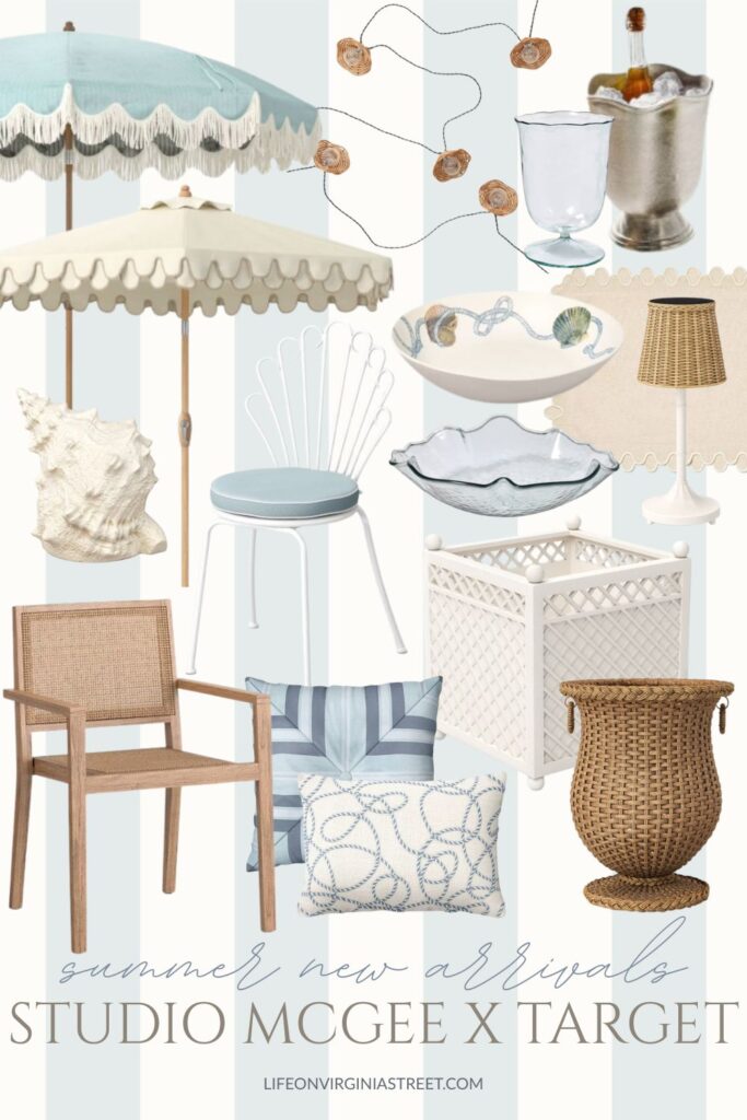Some of my top picks from the Studio McGee Target Summer Collection for 2026 include seashell dishes, lattice planters, wicker planters, seashell bistro chairs, scalloped umbrellas, and more!