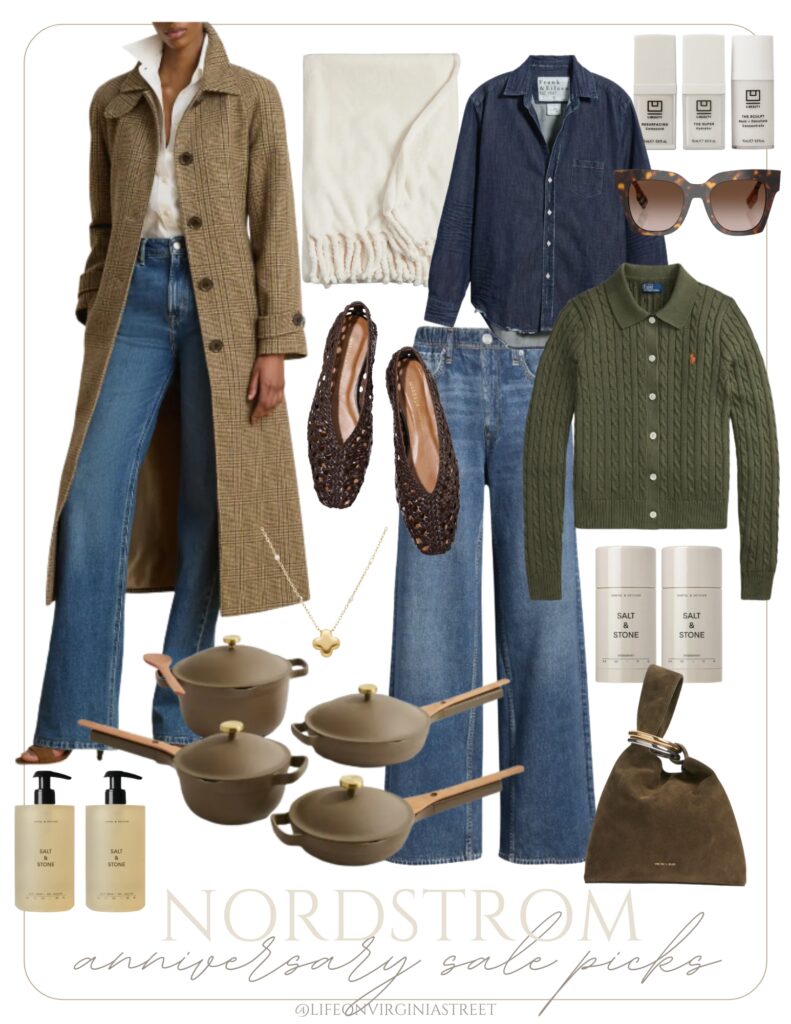 A preview of my 2026 Nordstrom Anniversary Sale picks for women's fashion, shoes, boots, home, and beauty! Includes a gorgeous Ralph Lauren coat, MOTHER jeans, my favorite cozy throw blanket, designer woven shoes, clean deodorant, chic sunglasses, and a suede bucket bag and more.